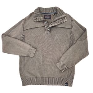 Weatherproof Vintage 1/4 Zip Gray Wash Sweater, Men's Large